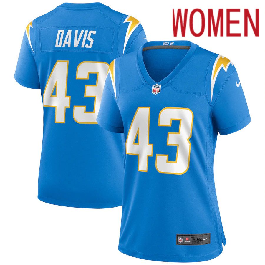 Women Los Angeles Chargers #43 Michael Davis Nike Powder Blue Game NFL Jersey->women nfl jersey->Women Jersey